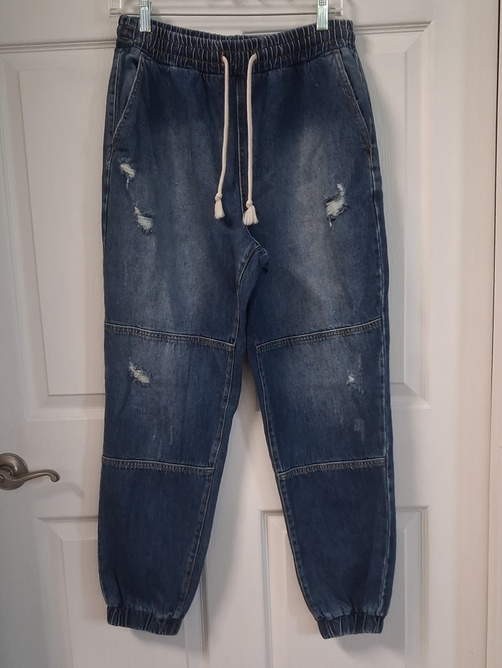 Cello Distressed Blue Denim Jogger Jeans